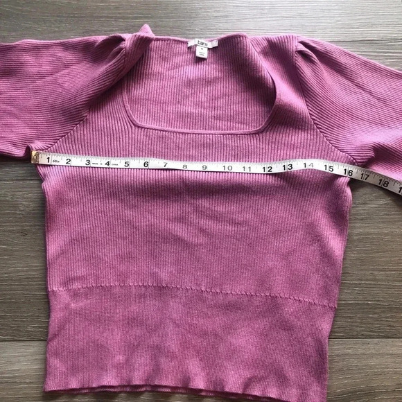 Bar III Women's Volume-Sleeve Sweater In Plum Pink Blouse Size Medium - Picture 4 of 13